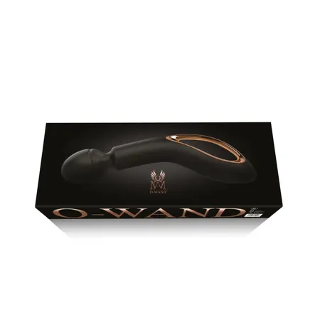 O-WAND Noir Rechargeable Waterproof Massager Black-Gold Ergonomic