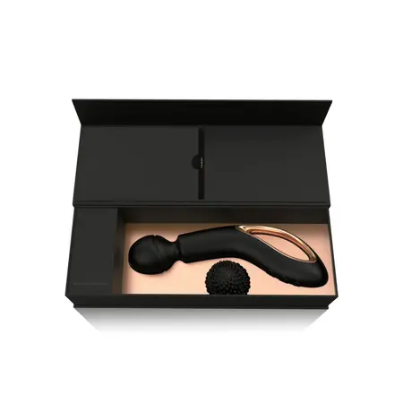 O-WAND Noir Rechargeable Waterproof Massager Black-Gold Ergonomic
