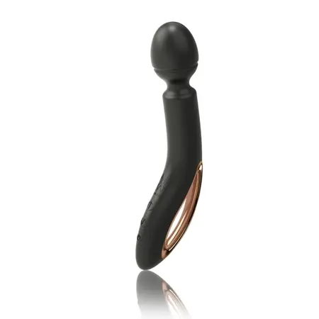 O-WAND Noir Rechargeable Waterproof Massager Black-Gold Ergonomic