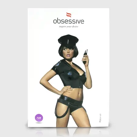 Obsessive Police Set S/M - 6-Piece Uniform Costume with Vinyl Accents