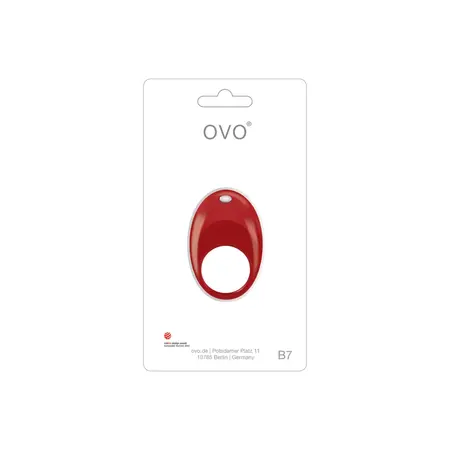 Ovo B7 Intimate Vibrating Ring Red Silicone, Waterproof, Awarded Design