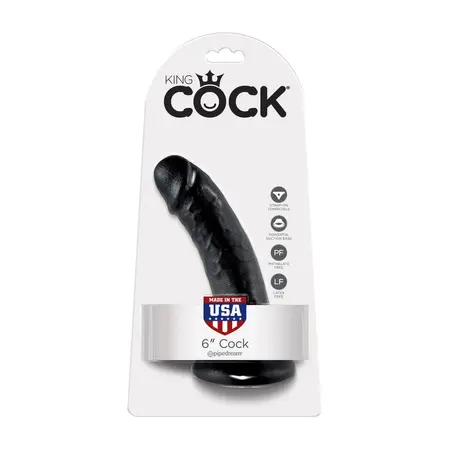 King Cock 6 Inch Intimate Model Black - Textured Suction Base
