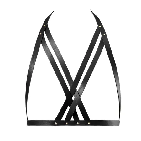 Bijoux Indiscrets MAZE Adjustable Halter Harness Black Vegan Leather