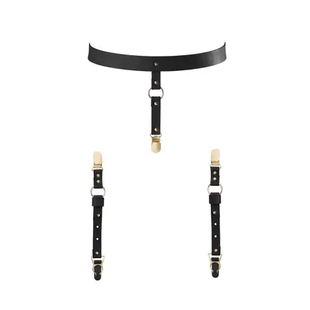 Bijoux Indiscrets MAZE Adjustable Suspender Belt Black Vegan Leather