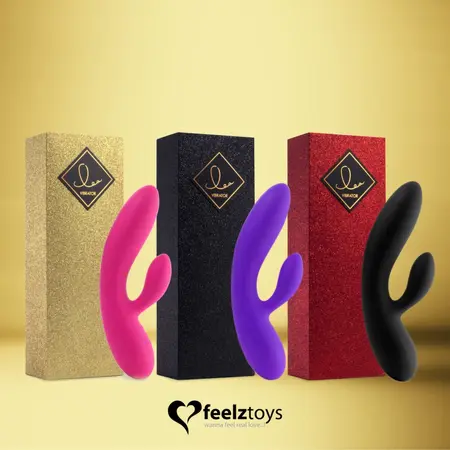 FeelzToys Lea Black Glitter Dual-Motor Intimate System Waterproof 202mm