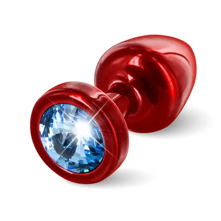 Diogol Anni Plug Round 25mm Red & Blue Aluminum with Crystal Accent