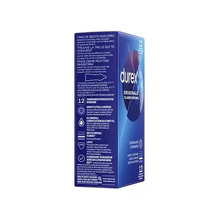 Durex Originals Classic Natural Latex Condoms 12-Pack Easy-On Fit