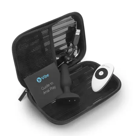 b-Vibe Novice Plug Black - Compact Rechargeable Silicone Model with Remote