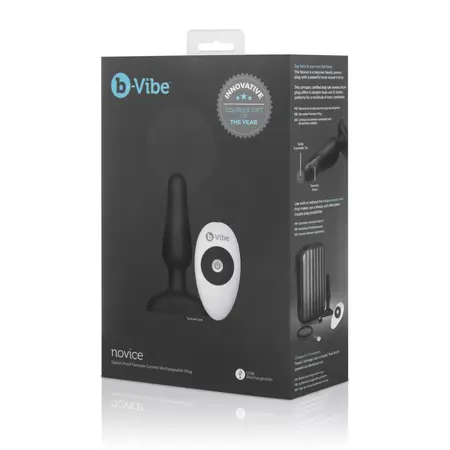 b-Vibe Novice Plug Black - Compact Rechargeable Silicone Model with Remote