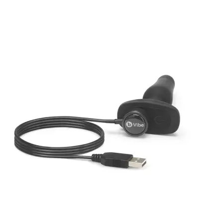 b-Vibe Novice Plug Black - Compact Rechargeable Silicone Model with Remote