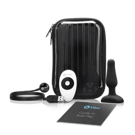 b-Vibe Novice Plug Black - Compact Rechargeable Silicone Model with Remote