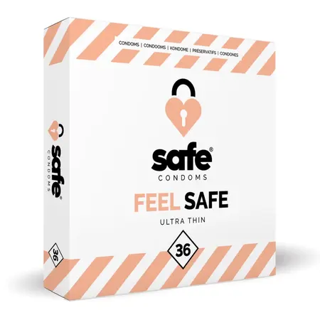 Safe Feel Safe Ultra-Thin Latex Condoms 36 pcs, 54 mm, Transparent