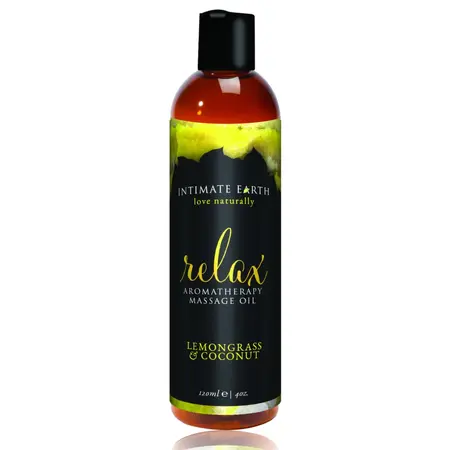 Intimate Earth Relax Massage Oil Lemongrass & Coconut 120ml Organic Care