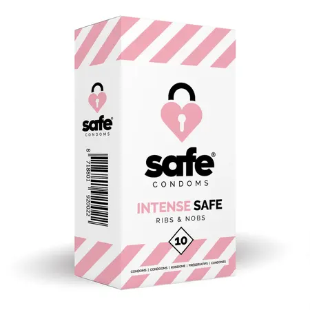 Safe Intense Textured Condoms 10 pcs - Ridges & Bumps, 52 mm