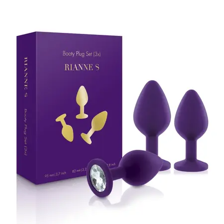 Rianne S Booty Plug Set Purple - 3 Sizes, Silicone, Gemstone Base