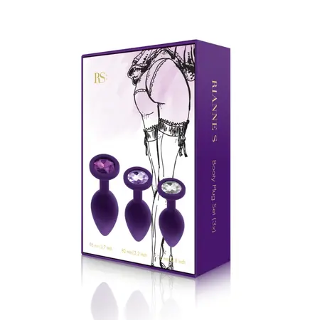 Rianne S Booty Plug Set Purple - 3 Sizes, Silicone, Gemstone Base