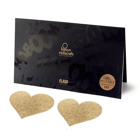 Bijoux Indiscrets Flash Heart Adhesive Body Jewelry Gold Reusable