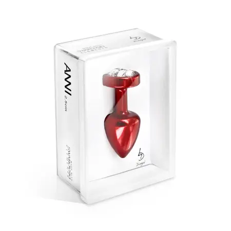 Diogol Anni R Aluminium Intimate Plug Red 25 mm with Crystal Accent
