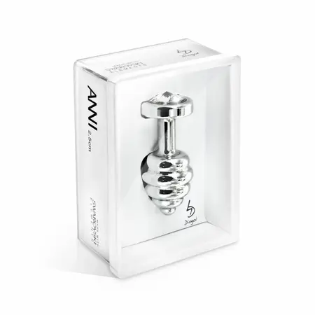 Diogol Silver Ribbed Plug 35mm with Swarovski Crystal Accent