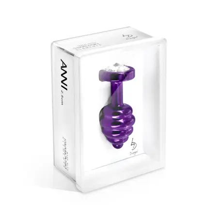 Diogol Ano Ribbed Intimate Plug 35mm Purple with Swarovski Crystal