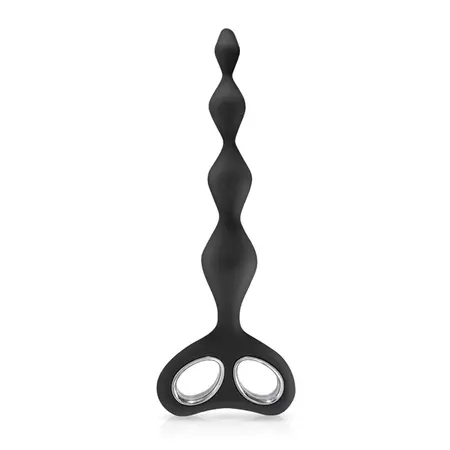 Plaisirs Secrets Anal Chain Black Silicone Flexible 26cm with Lubricant