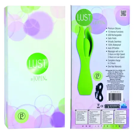 Jopen Lust L5 Rechargeable Silicone Massager Green 19.75cm Waterproof
