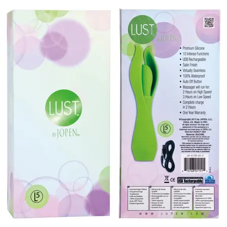 Jopen Lust L5 Rechargeable Silicone Massager Green 19.75cm Waterproof