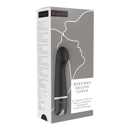 B Swish bdesired Deluxe Curve Black - Waterproof Silicone Model, 6 Modes