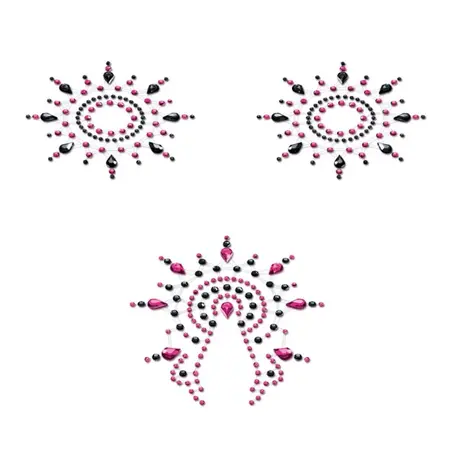 Petits Joujoux Gloria Body Jewelry Set Black & Pink, 300 Crystals