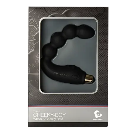Rocks-Off Cheeky-Boy 7-Speed Silicone Intimate Massager Black 115mm
