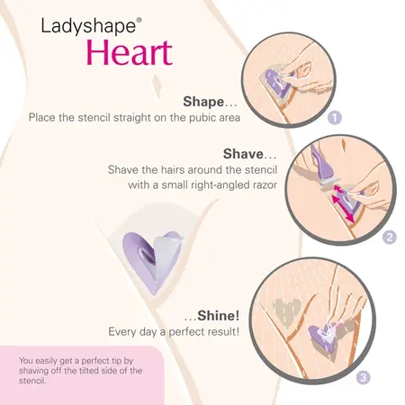 Ladyshape Heart Bikini Shaping Tool Set with Precision Razors