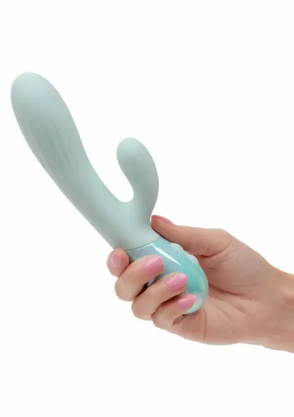 Aura Dual Ripple Silicone Massager 10 Modes Waterproof USB Blue