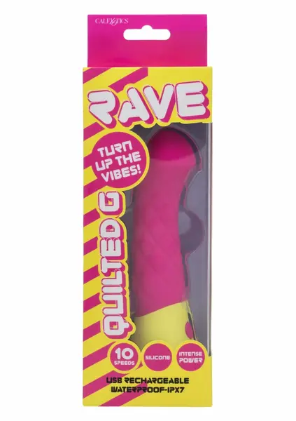 Rave Quilted G Vibrator - Curved Silicone Massager, 10 Modes, USB, IPX7