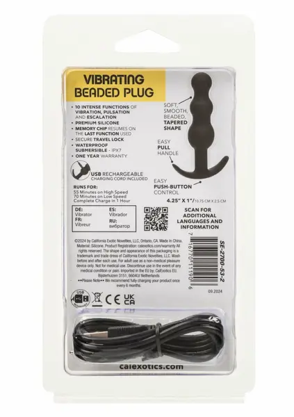 CalExotics Boundless Vibrating Beaded Plug Silicone Waterproof Black