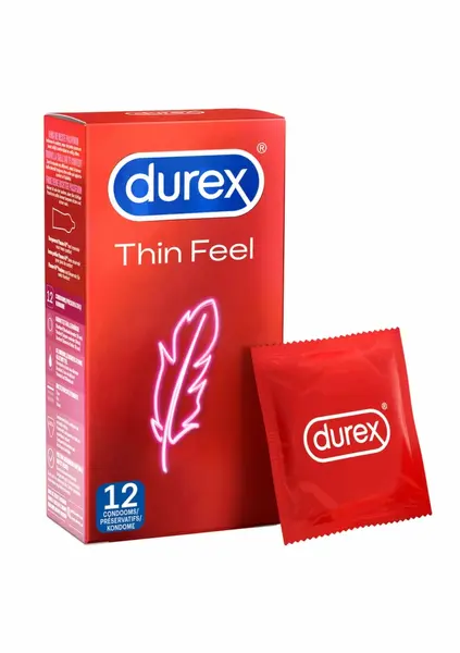 Durex Thin Feel 6-Pack - Ultra-Thin Latex, Standard Size, 56mm