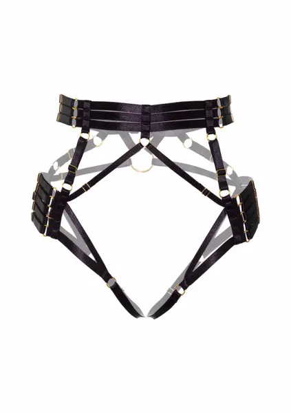 Luxury Harness Briefs Adjustable Satin Straps Black Universal Fit