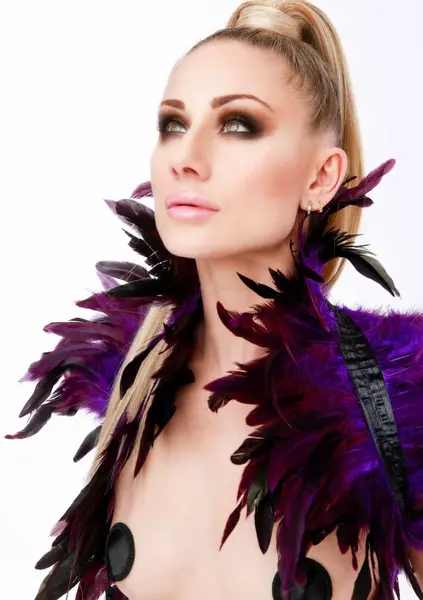 Feather Shoulder Wrap Elegant Satin Band Black Adjustable Fit