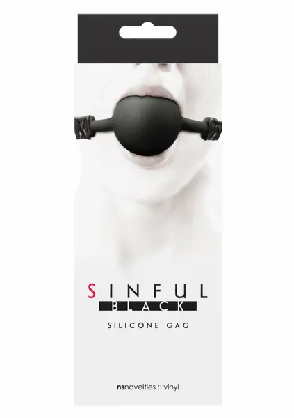 Sinful Soft Silicone Ball Gag Adjustable Black Comfort Strap 657447099939