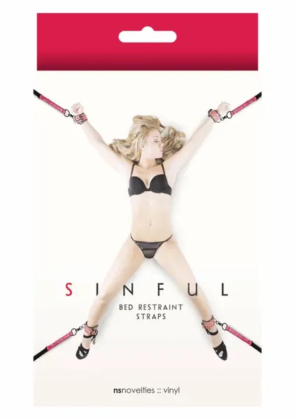 Sinful Bed Restraint Straps Adjustable 4m System Black or Pink