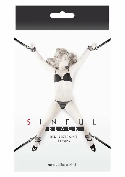 Sinful Bed Restraint Straps Adjustable 4m Black/Pink Universal System