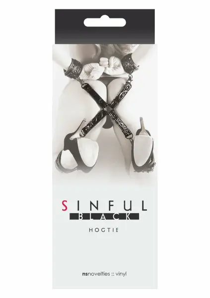 Sinful Hogtie Restraint System - Adjustable Vinyl & Neoprene, Black