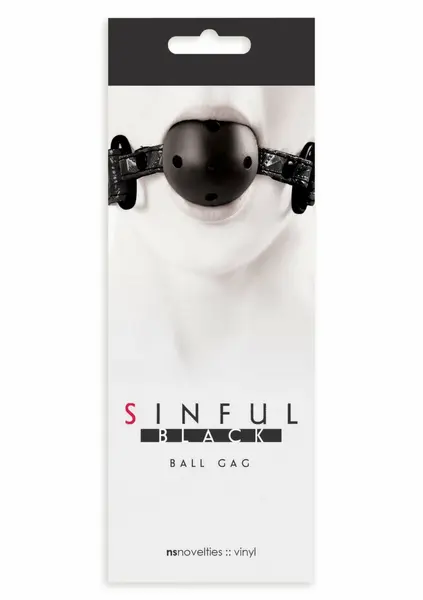 Sportsheets Ball Gag Adjustable Vinyl Strap Black 657447092237
