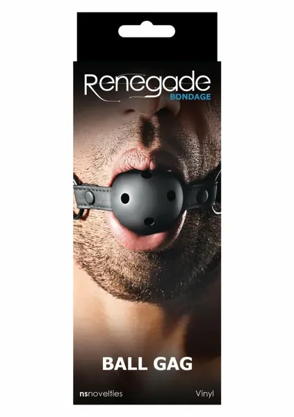 Renegade Bondage Ball Gag Black - Adjustable Vinyl Strap System