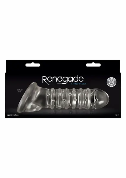 NS Novelties Renegade Ribbed Sleeve Extension TPE Transparent
