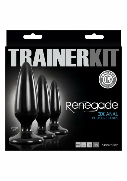 Renegade Pleasure Plug Trainer Kit 3 Sizes TPE Suction Base Black