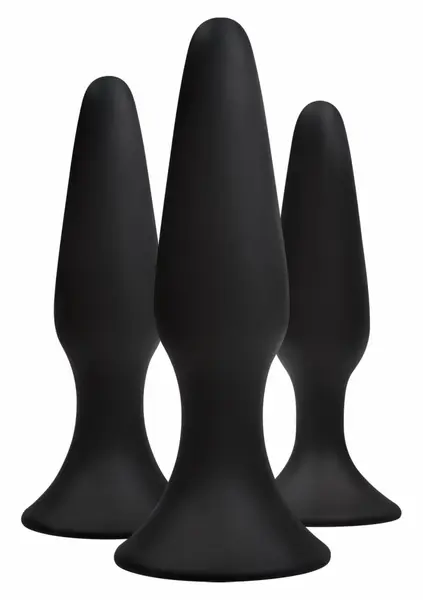 Sliders 3pc Trainer Kit Silicone Plug Set with Suction Base Black