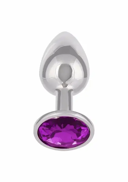 Jewel Small Amethyst Plug - Metallic Model with Gem Accent, Compact Size