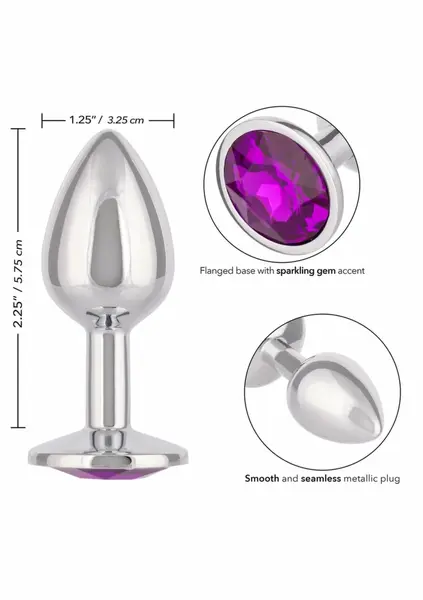 Jewel Small Amethyst Plug - Metallic Model with Gem Accent, Compact Size