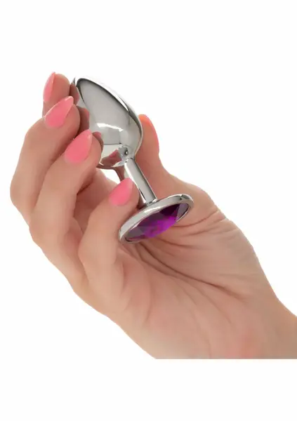 Jewel Small Amethyst Plug - Metallic Model with Gem Accent, Compact Size