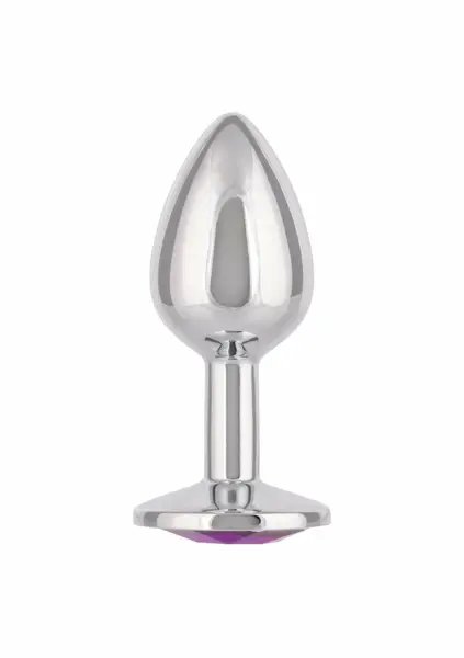 Jewel Small Amethyst Plug - Metallic Model with Gem Accent, Compact Size